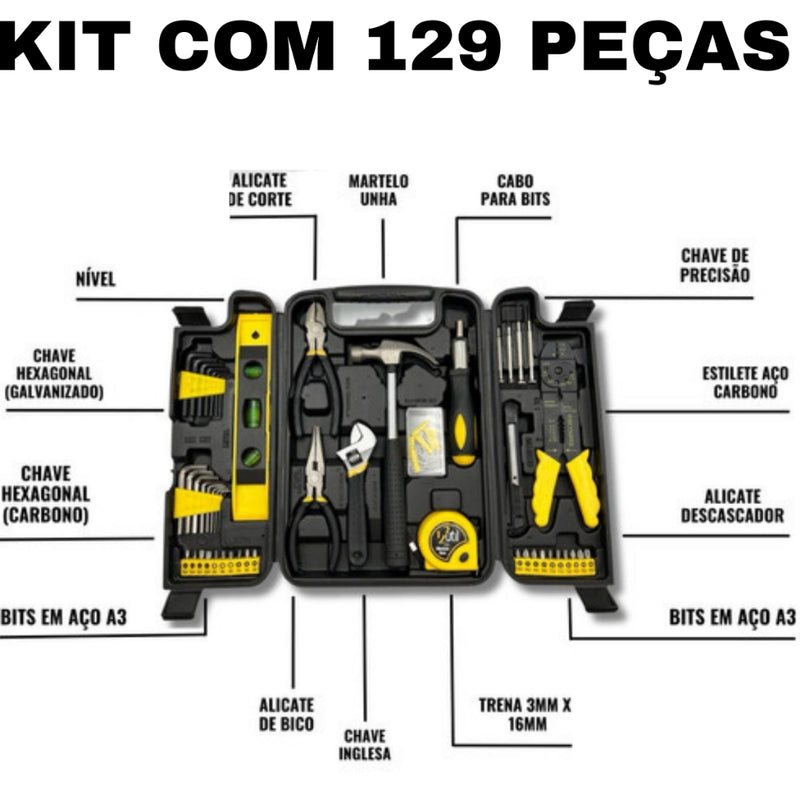 Jogo Kit De Ferramenta Profissional | 129 Peças