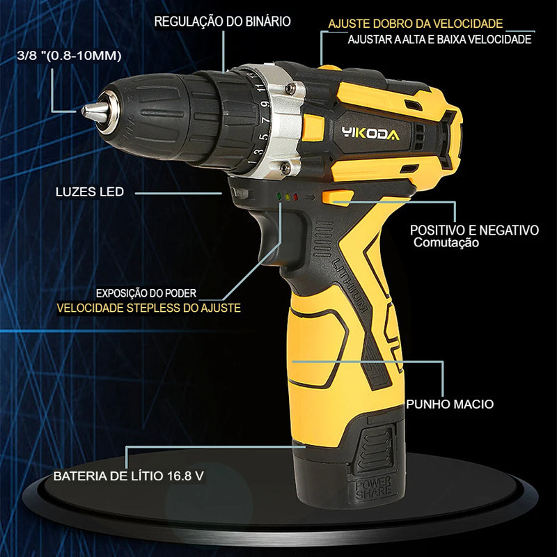 Parafusadeira Elétrica YIKODA 12/16/21V - Casa Perfect