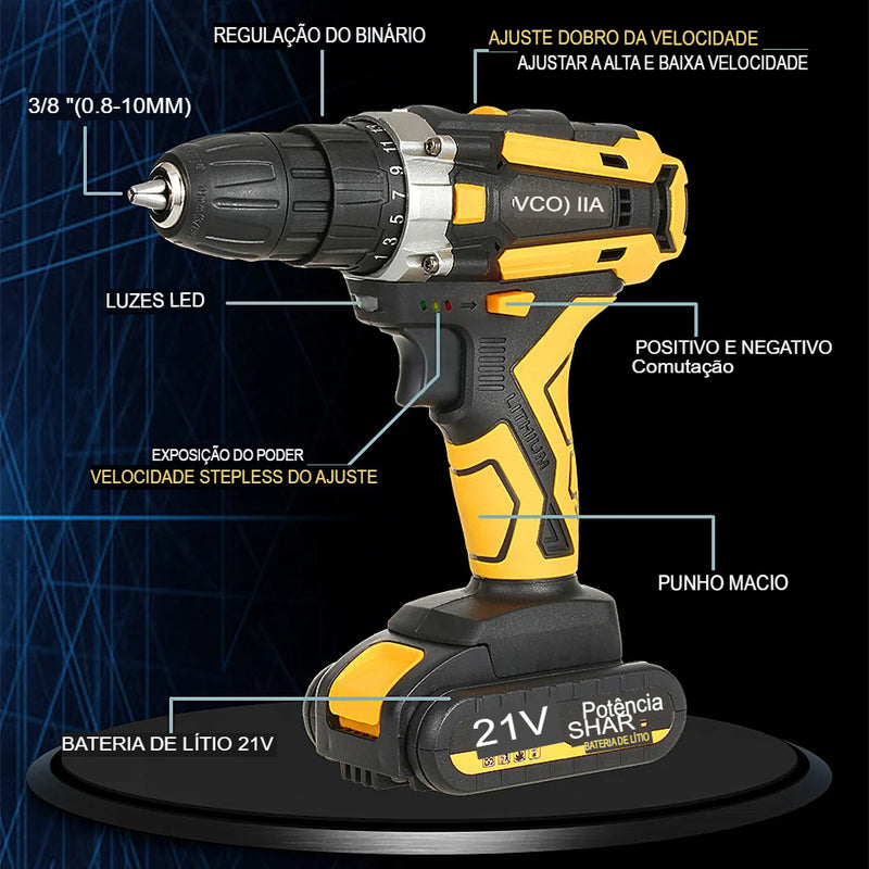 Parafusadeira Elétrica YIKODA 12/16/21V - Casa Perfect