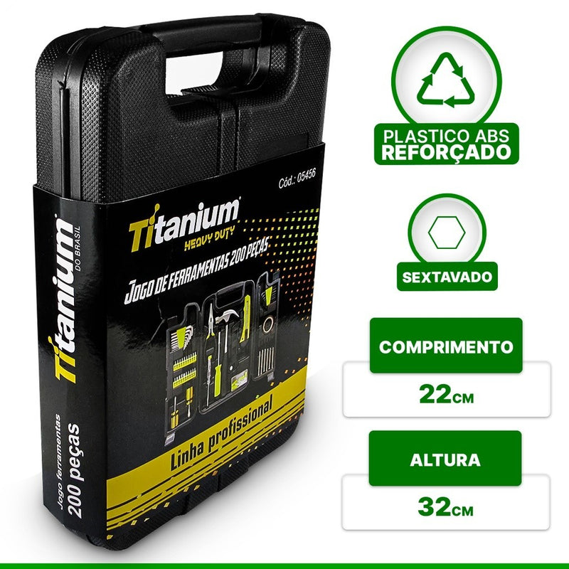 Kit Jogo de Ferramentas 200 Peças Profissional | Titanium