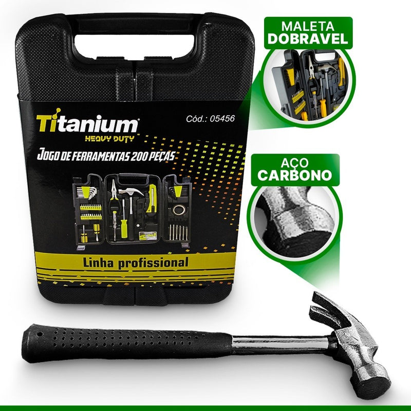 Kit Jogo de Ferramentas 200 Peças Profissional | Titanium